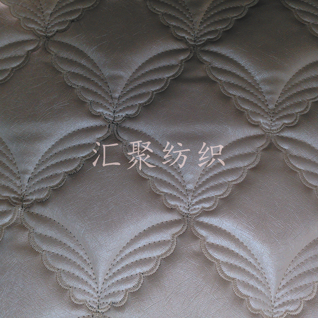 绗绣软包皮革 家居装饰革 刺绣软包沙发革