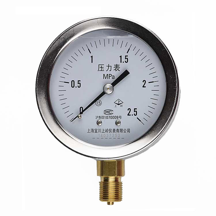 上海宜川 上岭 YN100BFK径向耐震 不锈钢外壳压力表 内部铜结构