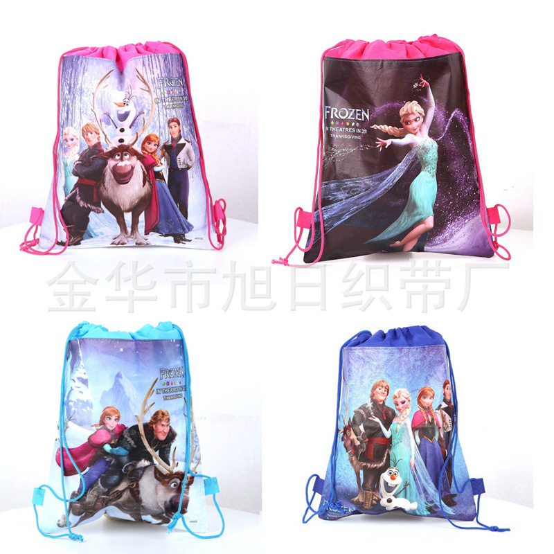 冰雪奇缘Frozen皇后大冒险双面无纺布印刷束口抽绳袋 外贸出口