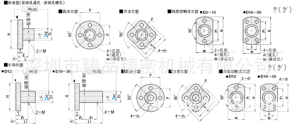 供应1003导向轴支座支架型安装孔通孔螺孔型标准型长导向型