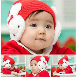 MZ0178　儿童帽子 婴儿帽宝宝帽双兔护耳针织儿童帽