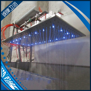Manufacturers supply 400*800mm rectangular three-color led temperature control luminous top spray mood canopy club shower