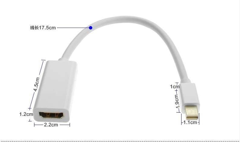 厂家直销Mini displayport to HDMI雷电mini dp转hdmi转接线