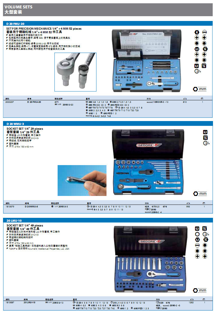 吉多瑞套筒套装1/4  标准套装