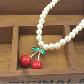 厂家批发日本珍珠樱桃项链 欧美速卖通饰品  项链低价淘宝货源