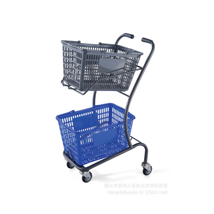 良达超市购物推车双层购物车KTV购物篮手推车超市购物车