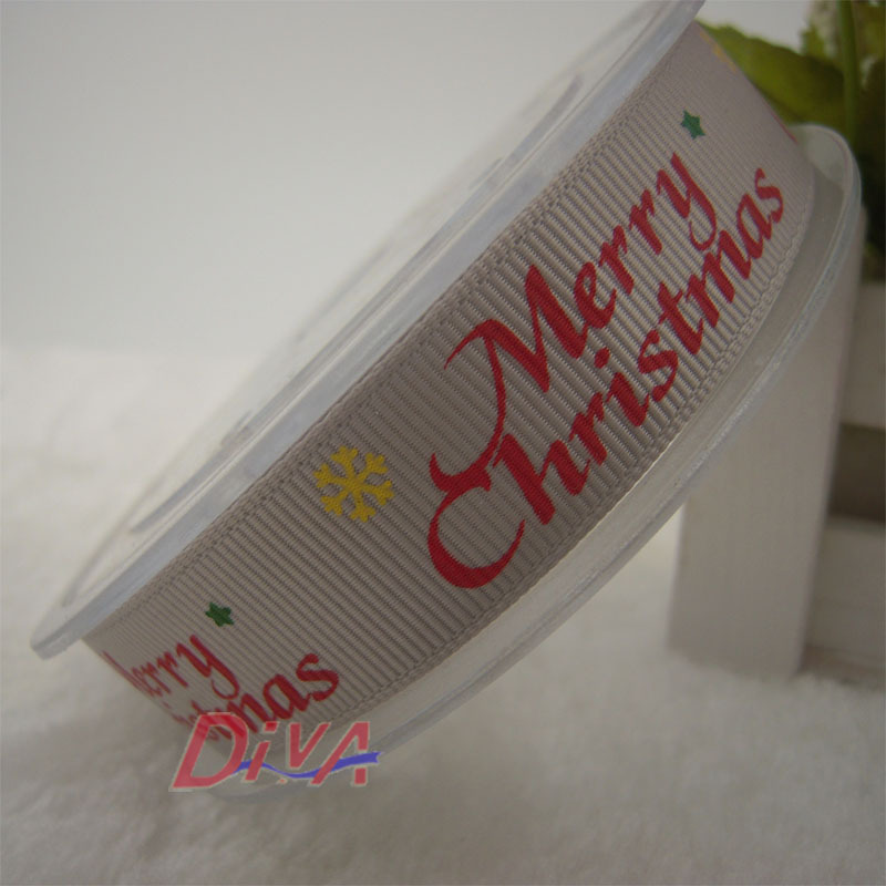 迪雅织带批发丝带礼品带服装辅料罗纹带印三色圣诞字母26mm可定制