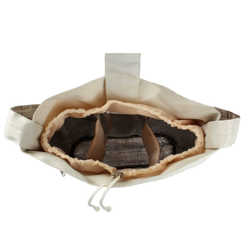 Brown one-shoulder bag, thermos, picnic bag, custom-made, drawstring