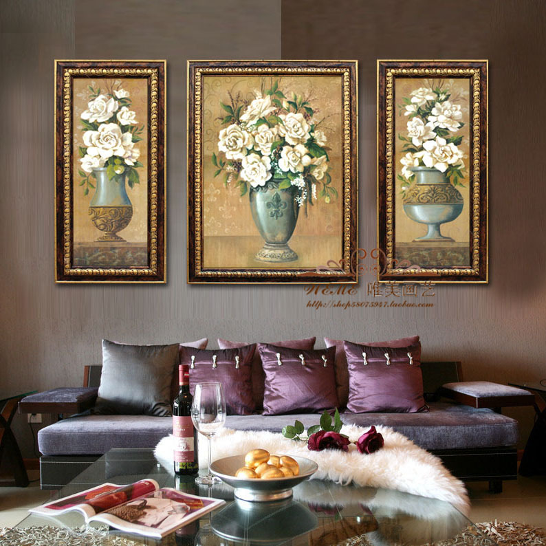 a living room Decorative painting Triplet sofa Background painting American decorative painting Oil Painting European style customized Corridor a living room