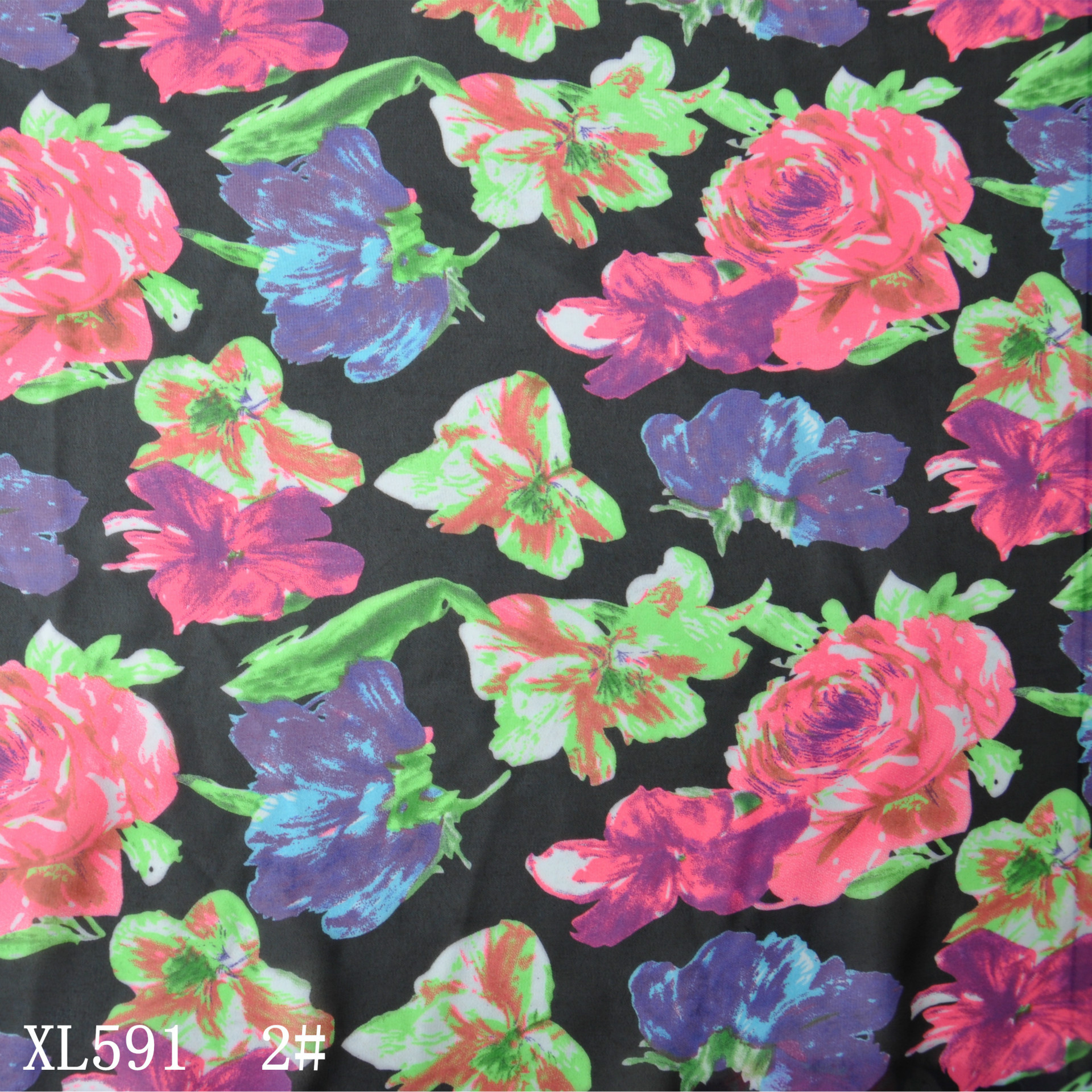 【翔龙印花 XL591】现货直供 缤纷彩色抽象花卉全涤印花雪纺面料