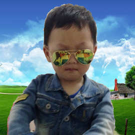 爸爸去哪儿了 同款儿童款3025彩膜反光太阳镜 大框蛤蟆款