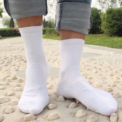 Socks Autumn and winter Medium hose leisure time Deodorant business affairs Solid Cotton white man Tide socks Massage Bottom Socks