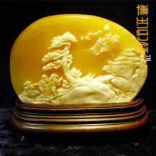 【博古石斋】天然金冻石玉石金田黄手工雕刻山水摆件福建厂家批发