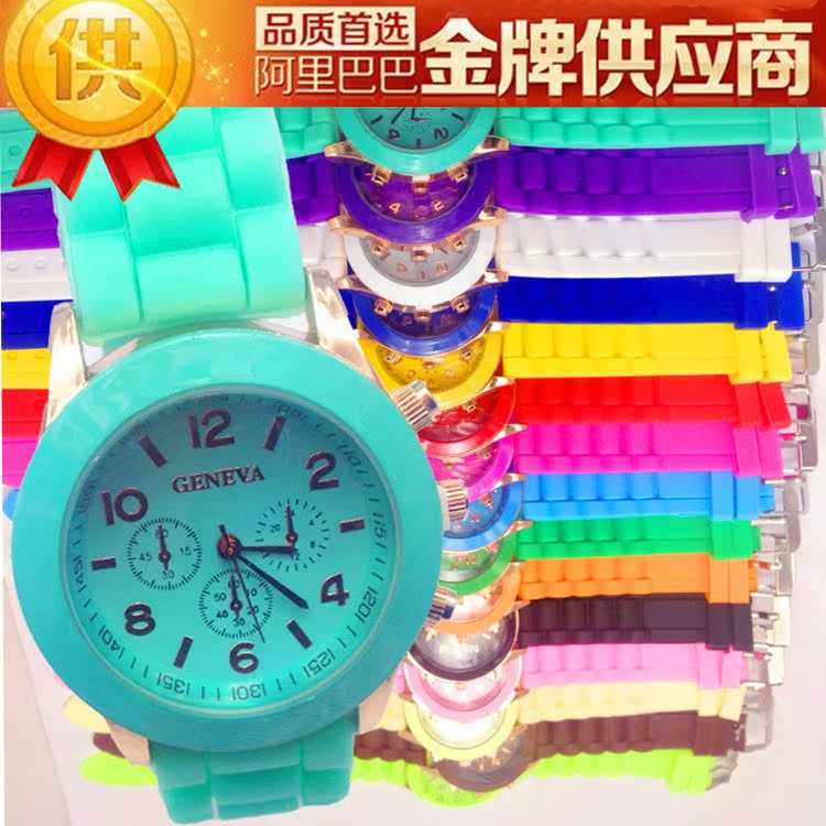 義烏網絡爆款15個顏色韓版時尚手表新款正品女矽膠手表現貨批發