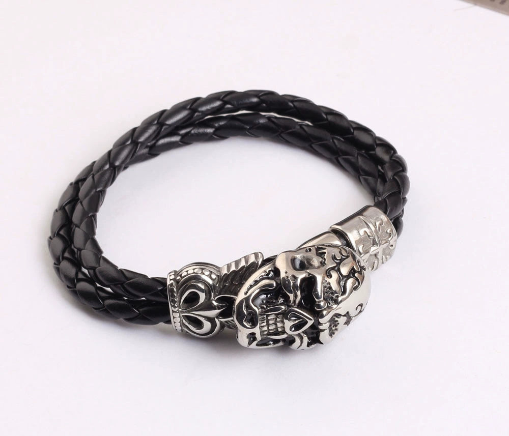 Европа и Америка, британская корона cross skeleton legion bracelet, титановая сталь кожа двойной слой браслет, S52 Lonely