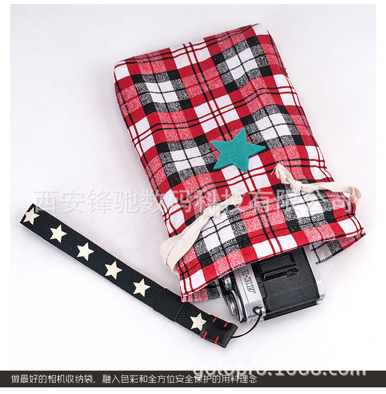 星星格纹微单相机袋收纳包