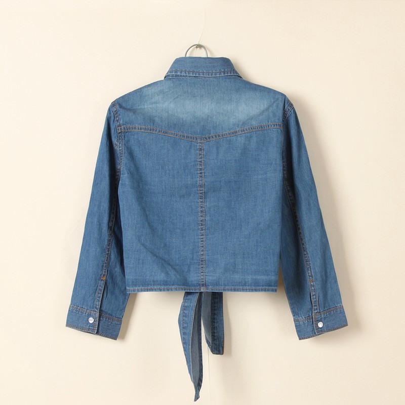 Garden Summer Medium Sleeve Denim Small Shoulder Short Coat Women'S Versatile Wash Shirt