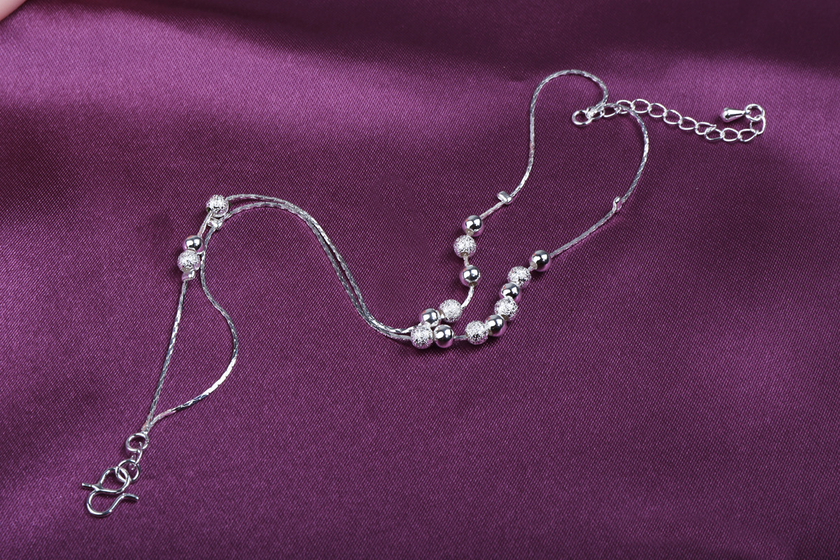 Korean Style Silver Plated Rotating Bead Anklet With Pearls_voghion.com