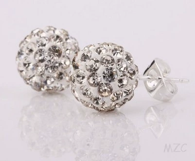 Серьги, керамика, 10 мм, инкрустированы diamonds