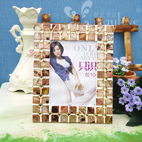 Featured Shell Long Square Photo Frame Pearl Luxury Rhinestone Frame Home Daily Wedding Creative Gift