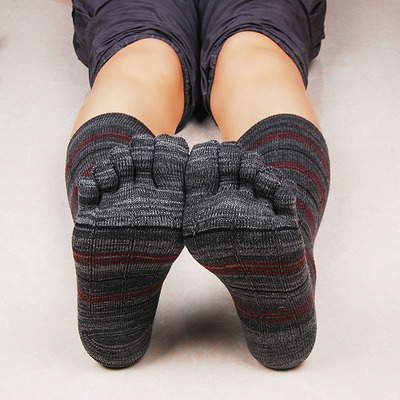 Toe socks man Cotton Winter Middle sock stripes