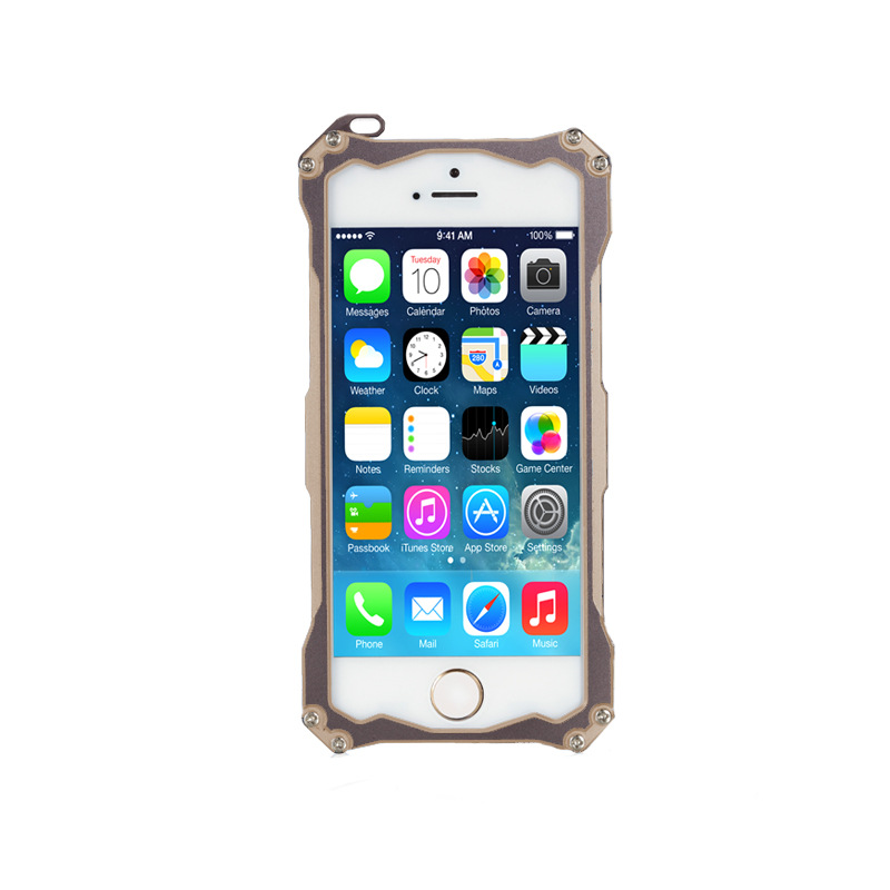 R-JUST GUNDAM Aerospace Aluminum Contrast Color Shockproof Metal Shell Outdoor Protection Protective Case for Apple iPhone SE/5S/5C/5