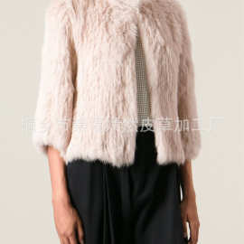 嫣然外贸皮草批发YR318加厚密编好品质基本款七分袖外套厂家直销