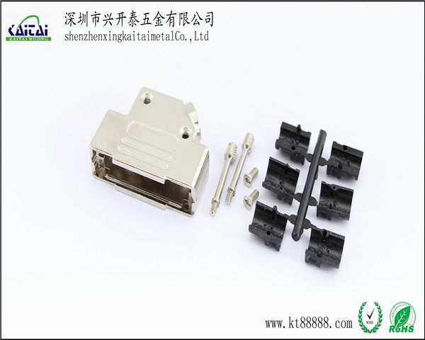 兴开泰厂家直销D-SUB连接器金属外壳45度出线DB44PIN