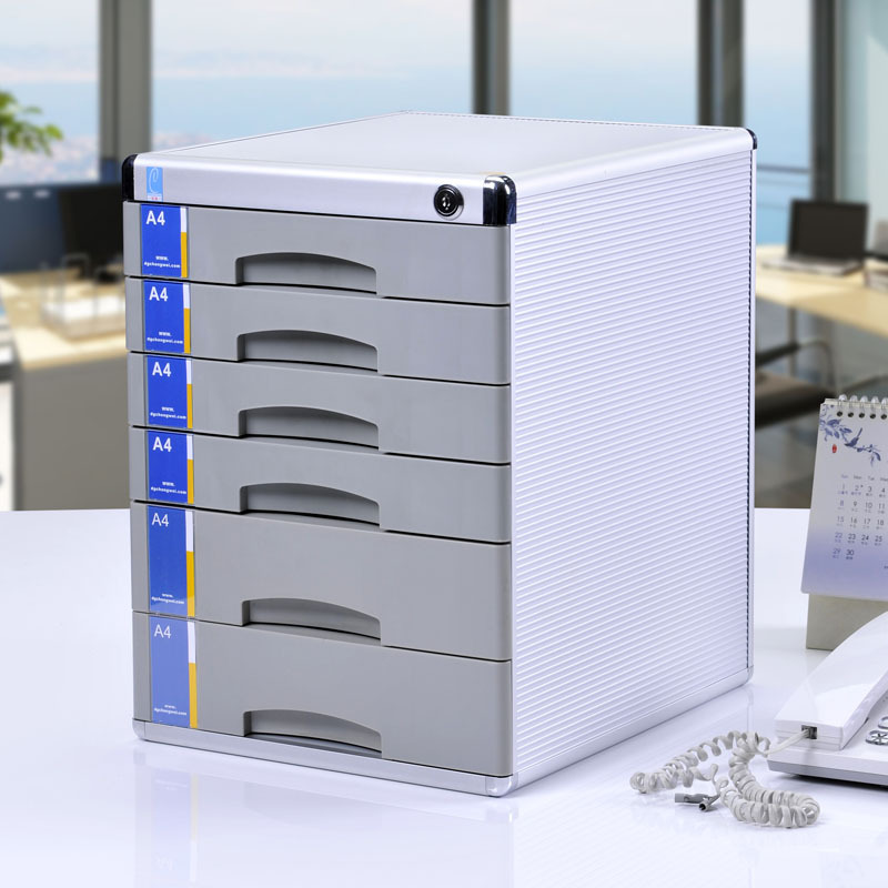 aluminium alloy Lock 6 desktop Drawer Data cabinet File cabinet Storage Lockers to work in an office Use File cabinet