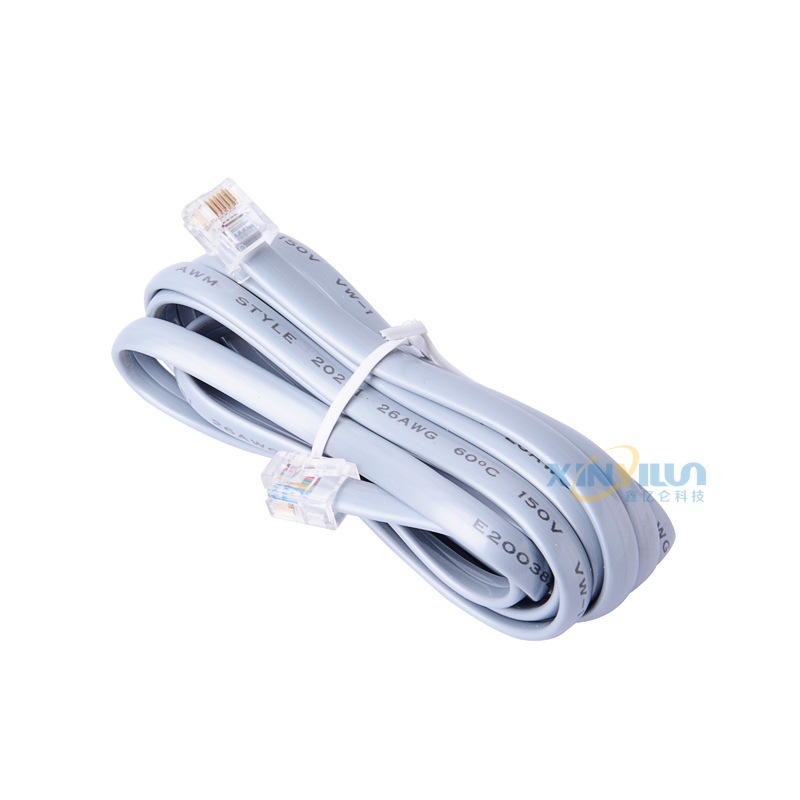 无氧铜六芯6P6C RJ12 电话线 成品 1米电话跳线  26AWG 7*0.16