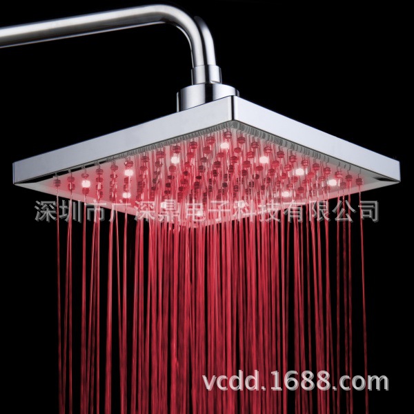 led top spray temperature-controlled three-color light-emitting color-changing nozzle, 8-inch square water-saving pressure-increasing top spray SDH-B1 set undefined