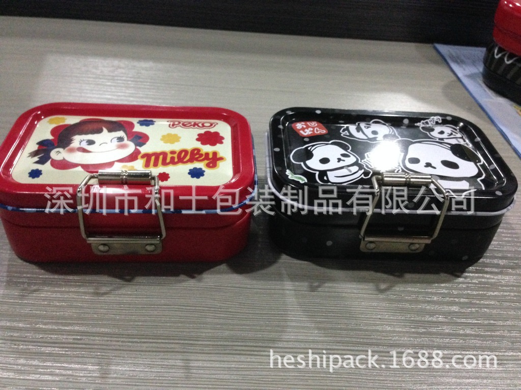 三片带铰链铁盒 日本不二家三层糖果盒铁罐定制 铁盒包装