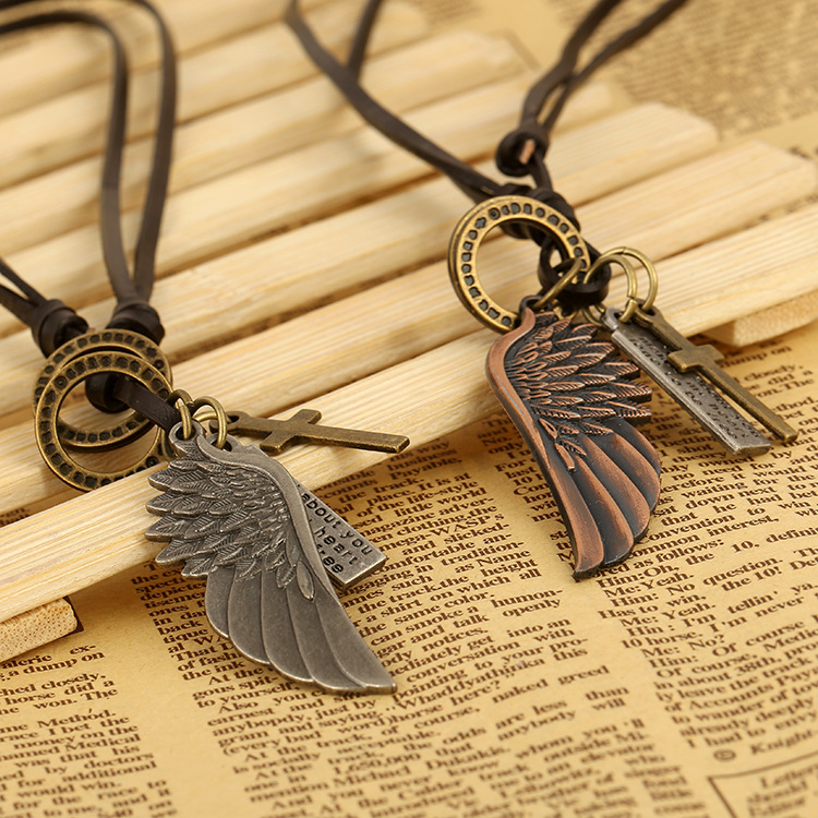 Angel Wing Genuine Leather Necklace Hot Leather Necklace Popular Necklace Wholesale