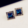 Sophisticated square sapphire fashionable universal earrings