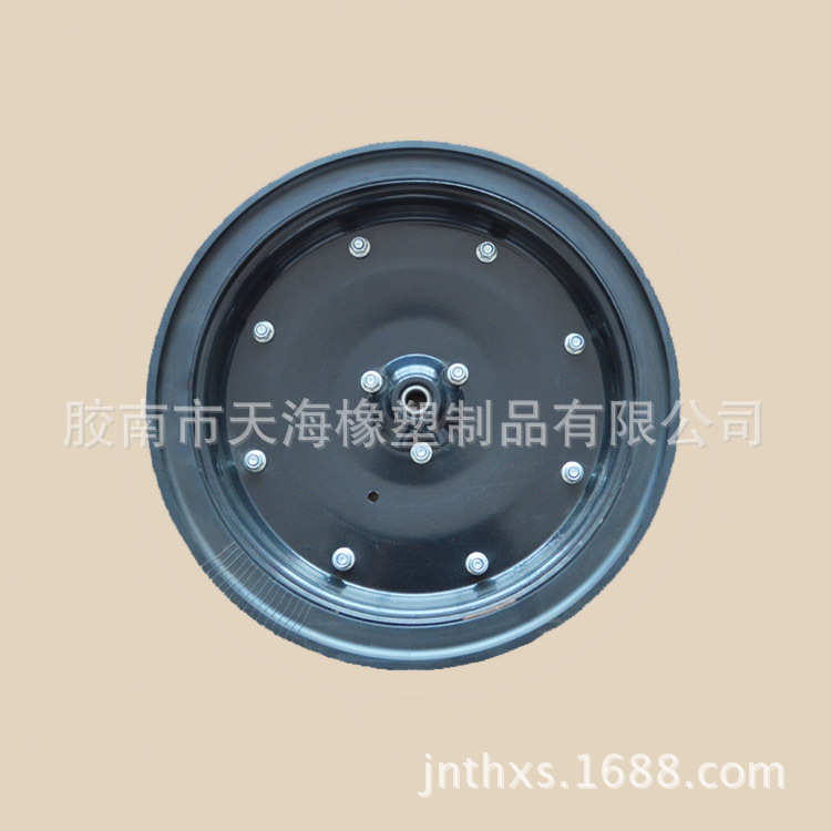 农用播种机窄限深轮子16"X2.5”空心橡胶轮胎铁轮辐农机零配件