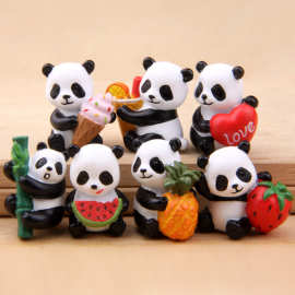 超萌熊猫美食版微观盆景多肉摆件花园摆饰微景观盆栽园艺饰物