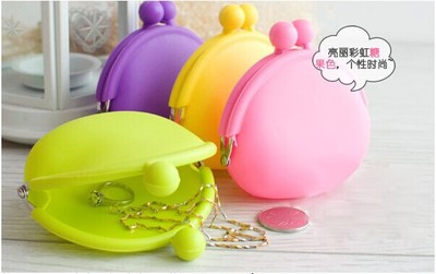 Shenzhen factory Produce wholesale Commodity lovely pinkycolor silica gel coin purse