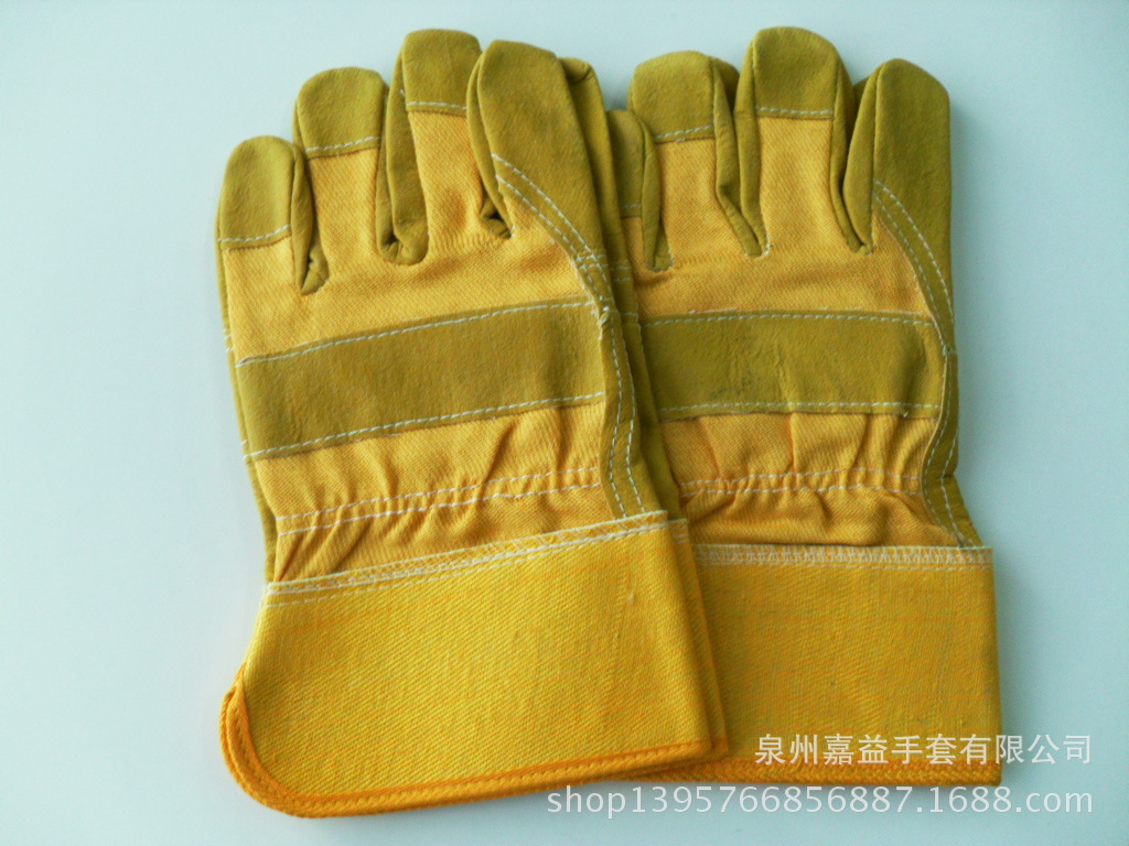 PVC刮胶仿牛二层皮胶袖手套