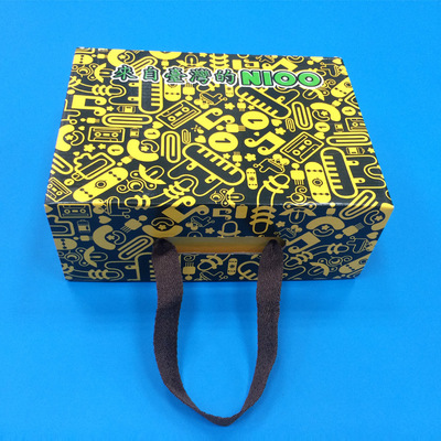 手提绳童装鞋类 坑纸包装盒 订做手提式折叠瓦楞鞋盒 童装鞋盒|ms