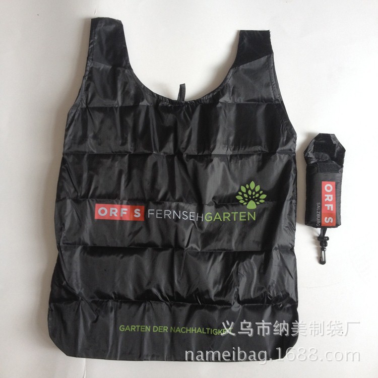 订做环保手机折叠袋 超市时尚背心折叠购物袋 促销类牛津布袋