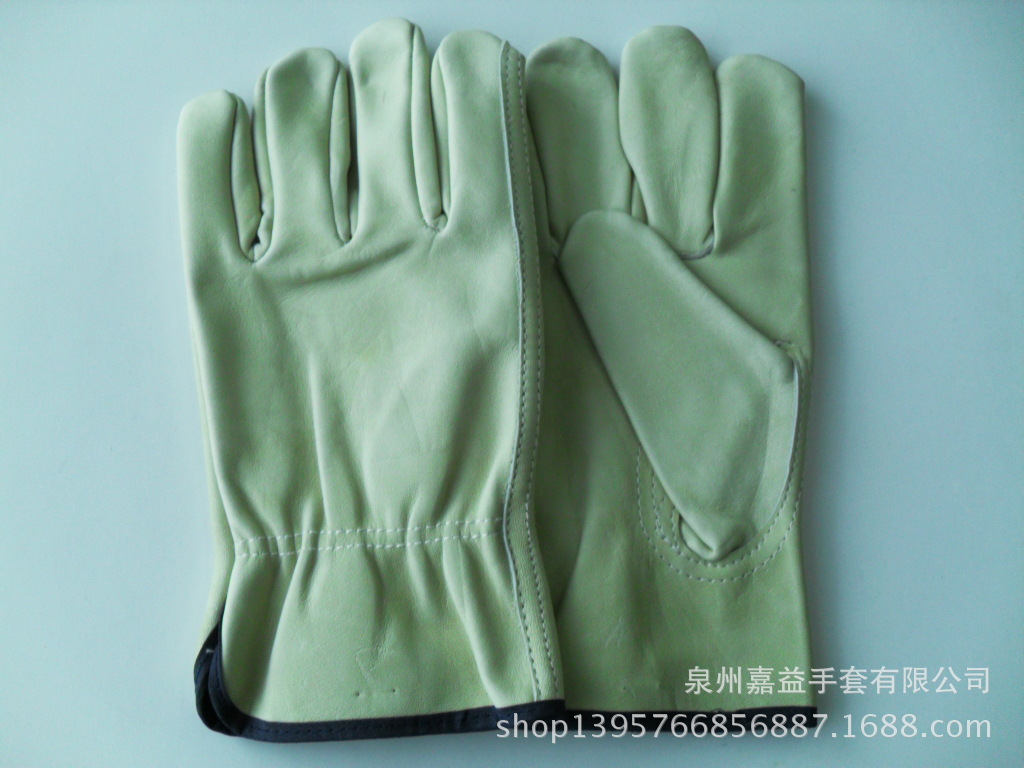 淡黄牛头层皮司机手套