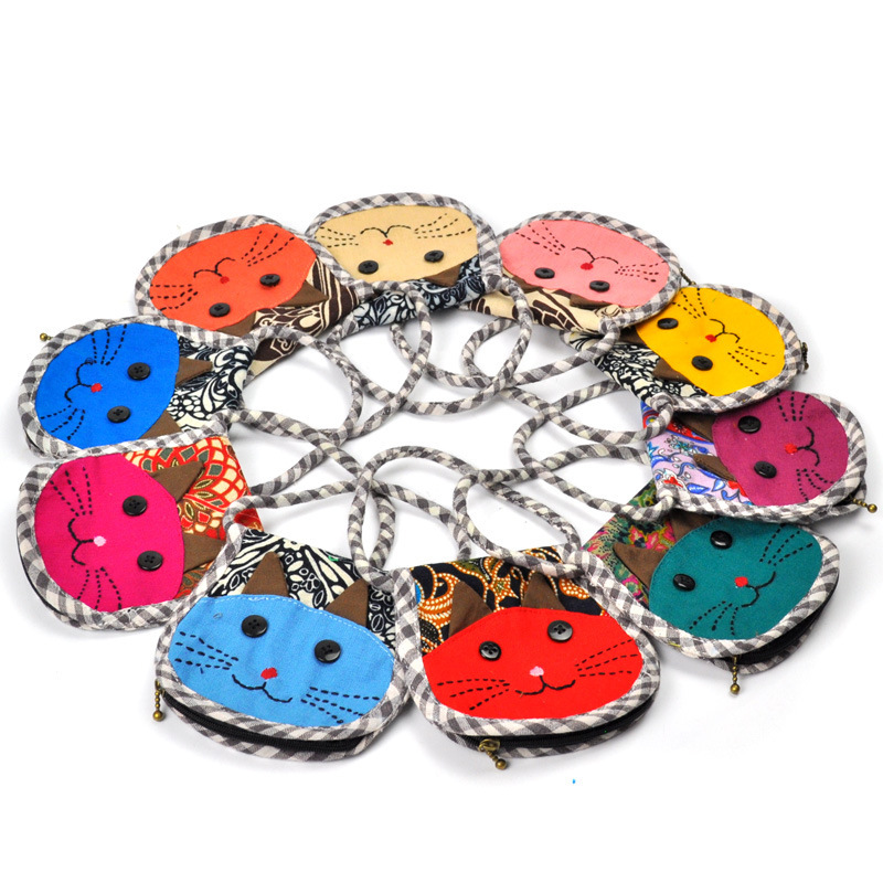 Ethnic animal key bag cute kitten portable key bag change purse Yunnan characteristic small bag wholesale