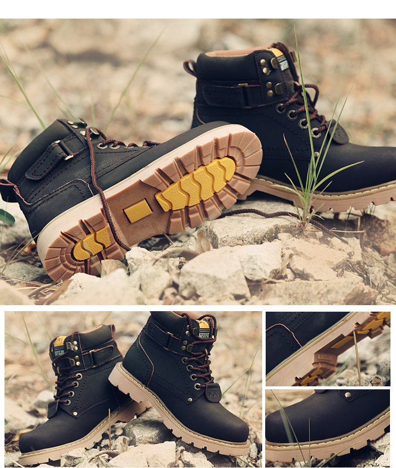 Waterproof Leather Work Boots For Men Winter Fleece Lined_voghion.com