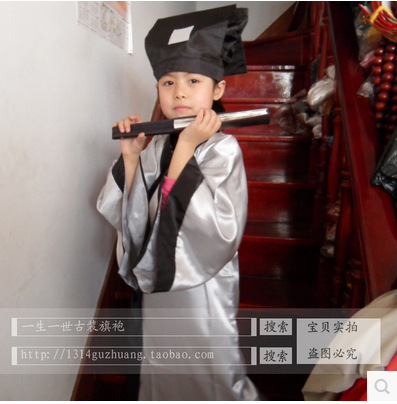 儿童书生服宁采臣服装才子装先生道士服师爷服装唱诗班摄影古装