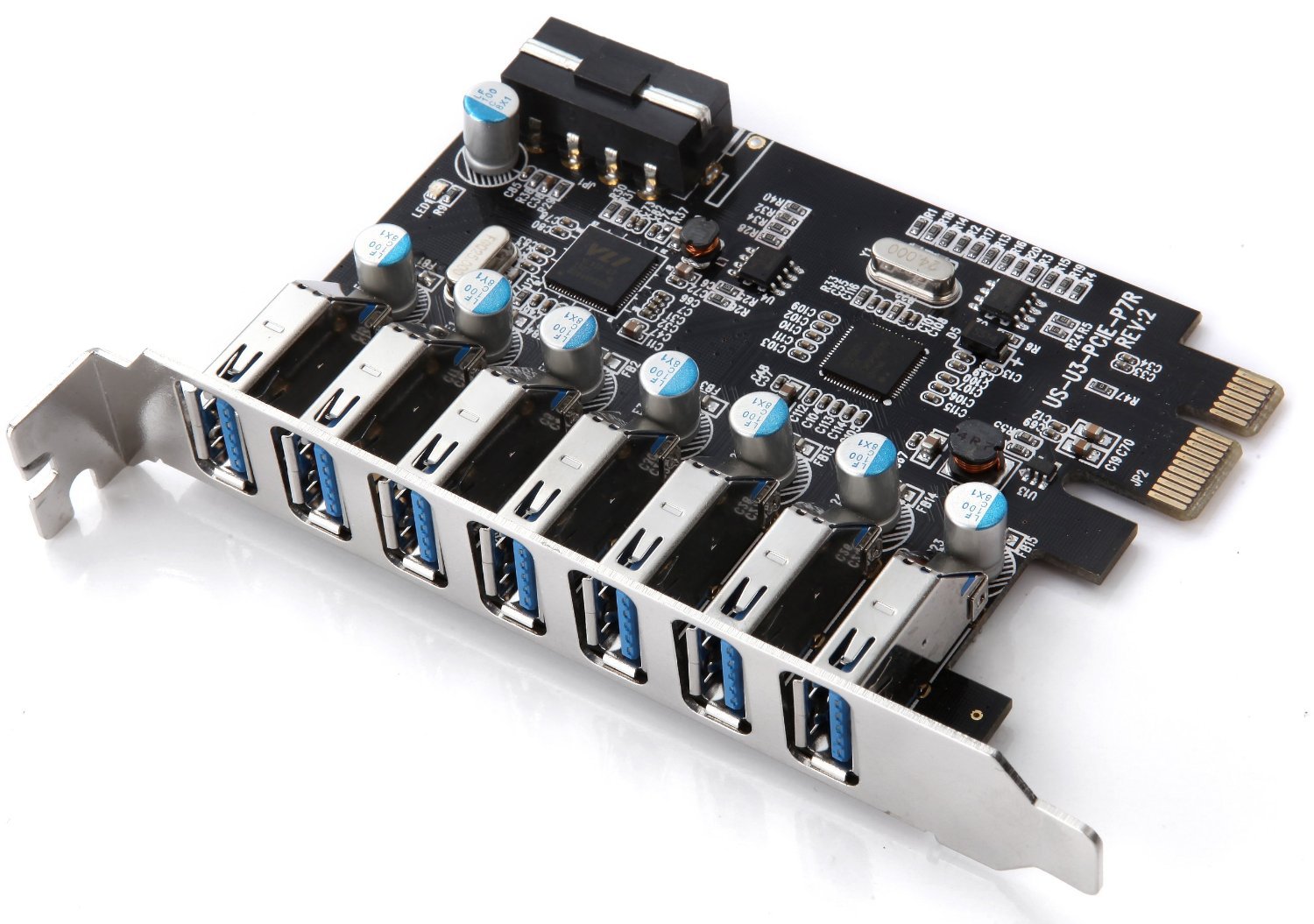 PCIE USB3.0 card 7PORT外置 usb3.0扩展卡, hub ,4PIN电源座阿里巴巴