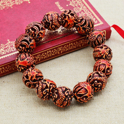 跑江湖庙会热卖仿牛骨佛珠手链 小号龙凤珠念珠手串结缘饰品批发|ms