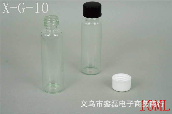 现货供应-10ml螺口透明玻璃瓶/样品瓶/试剂瓶/香水瓶[塑料白盖]