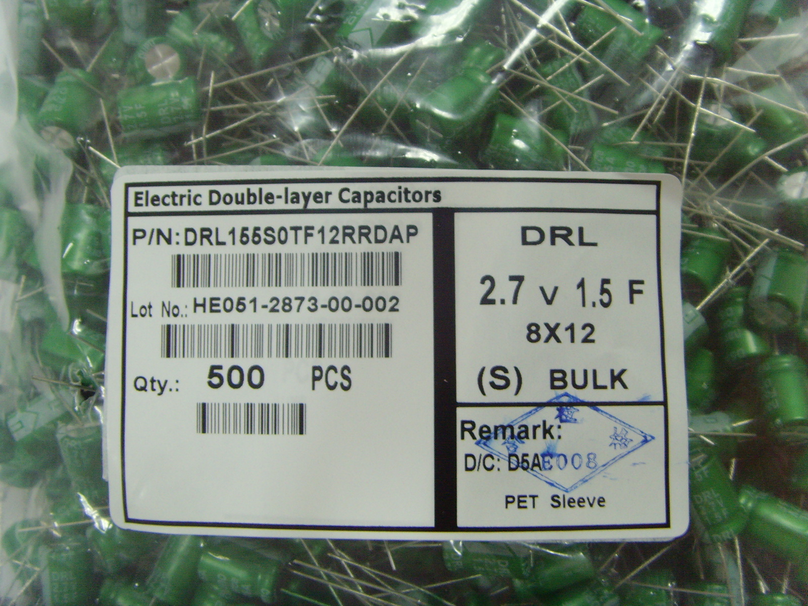 厂家供应大量现货2.7V1.5F 超级法拉电容器 储能插件型