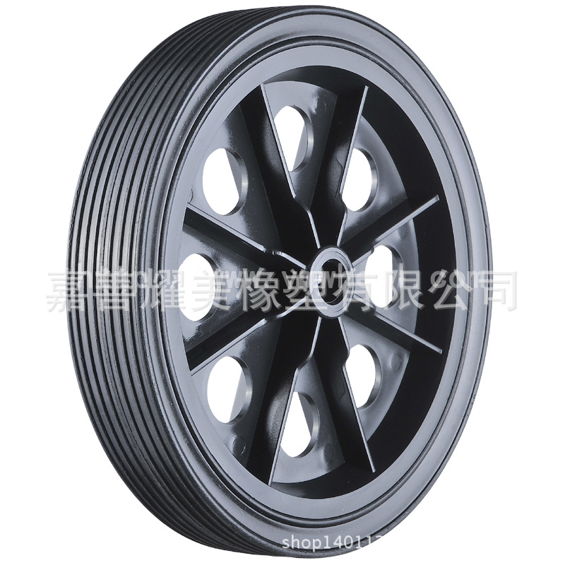 厂家供应7寸实心橡胶橡塑手推行李车轮子 超市推车轮 橡塑轮子