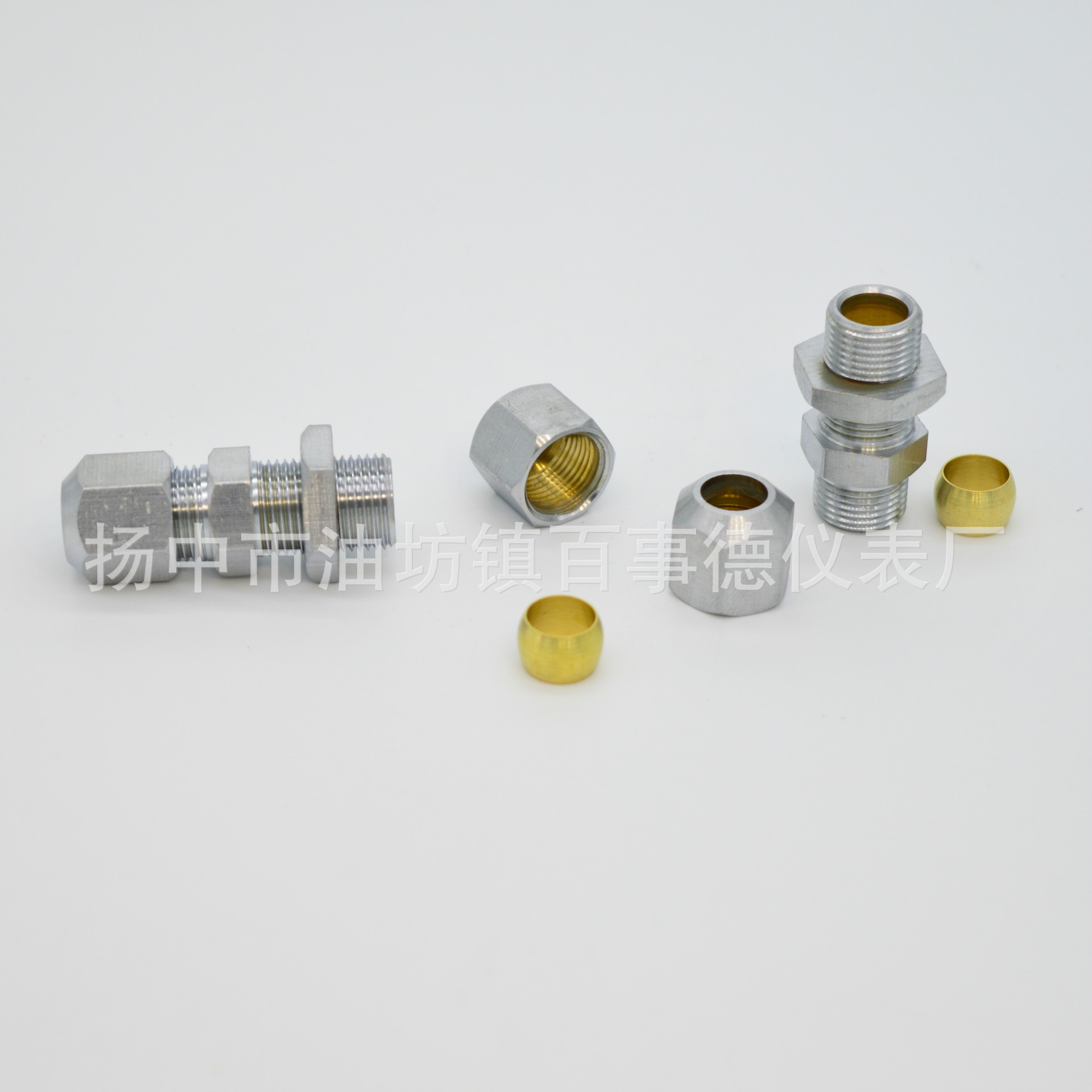 厂家批发 供应Ф8-Ф8mm紫铜卡箍式管用直通穿板铜卡套式接头